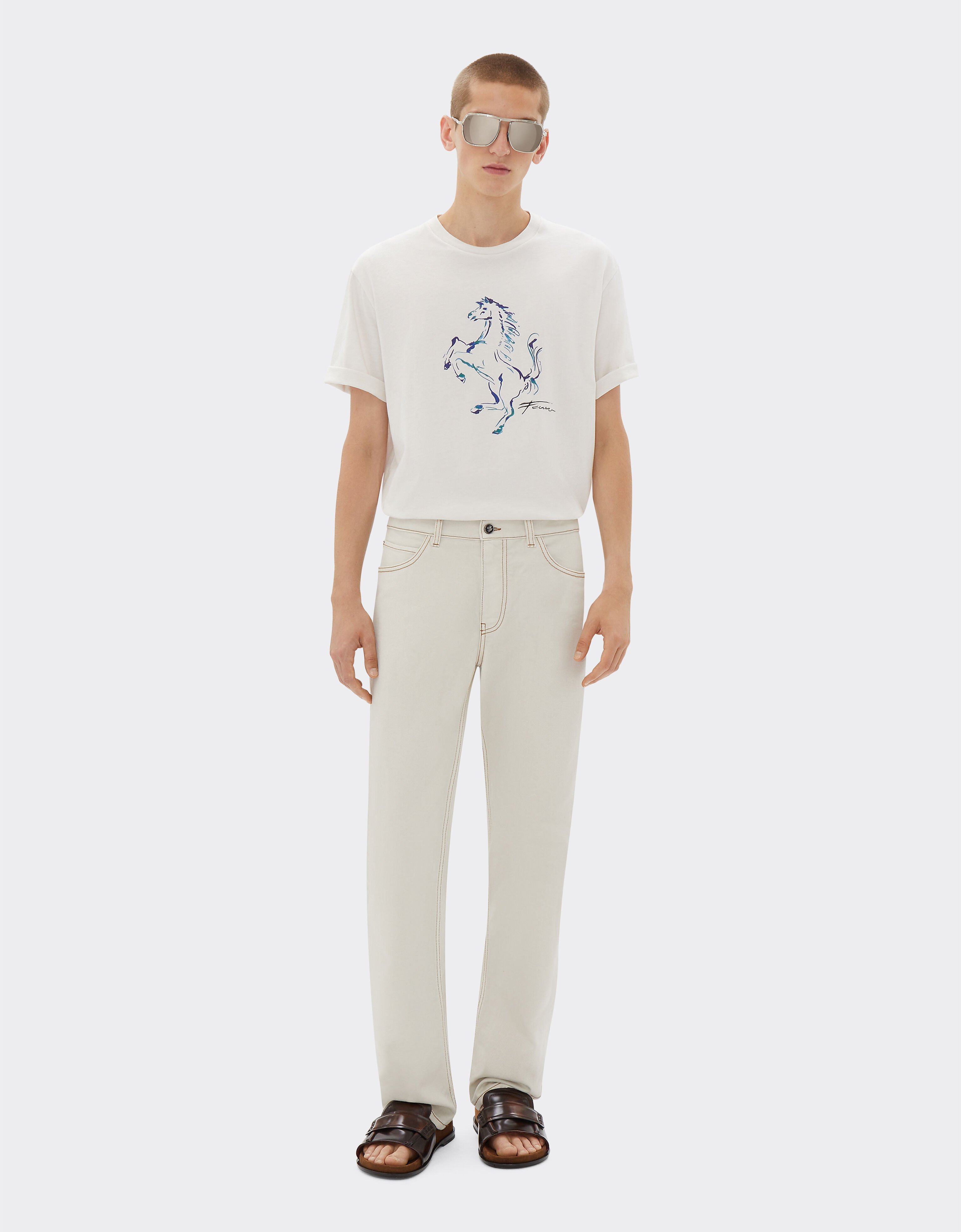 Ferrari Five-pocket denim trousers Ecru 21814f