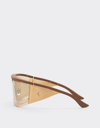 Ferrari Limited Edition Ferrari metal and leather sunglasses with  gold mirroredlens Brown LA0F6f