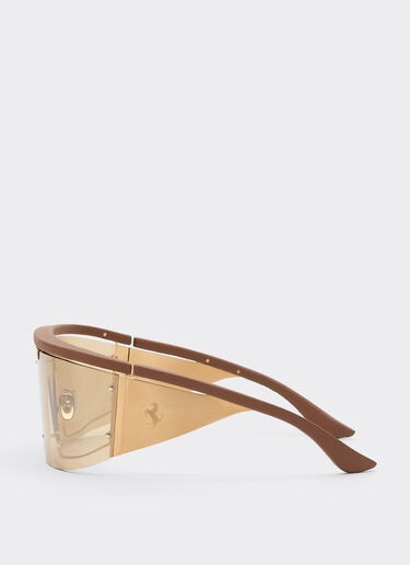 Ferrari Gafas de sol Ferrari de edición limitada de metal y cuero conlentesdoradas espejadas Marrón LA0F6f