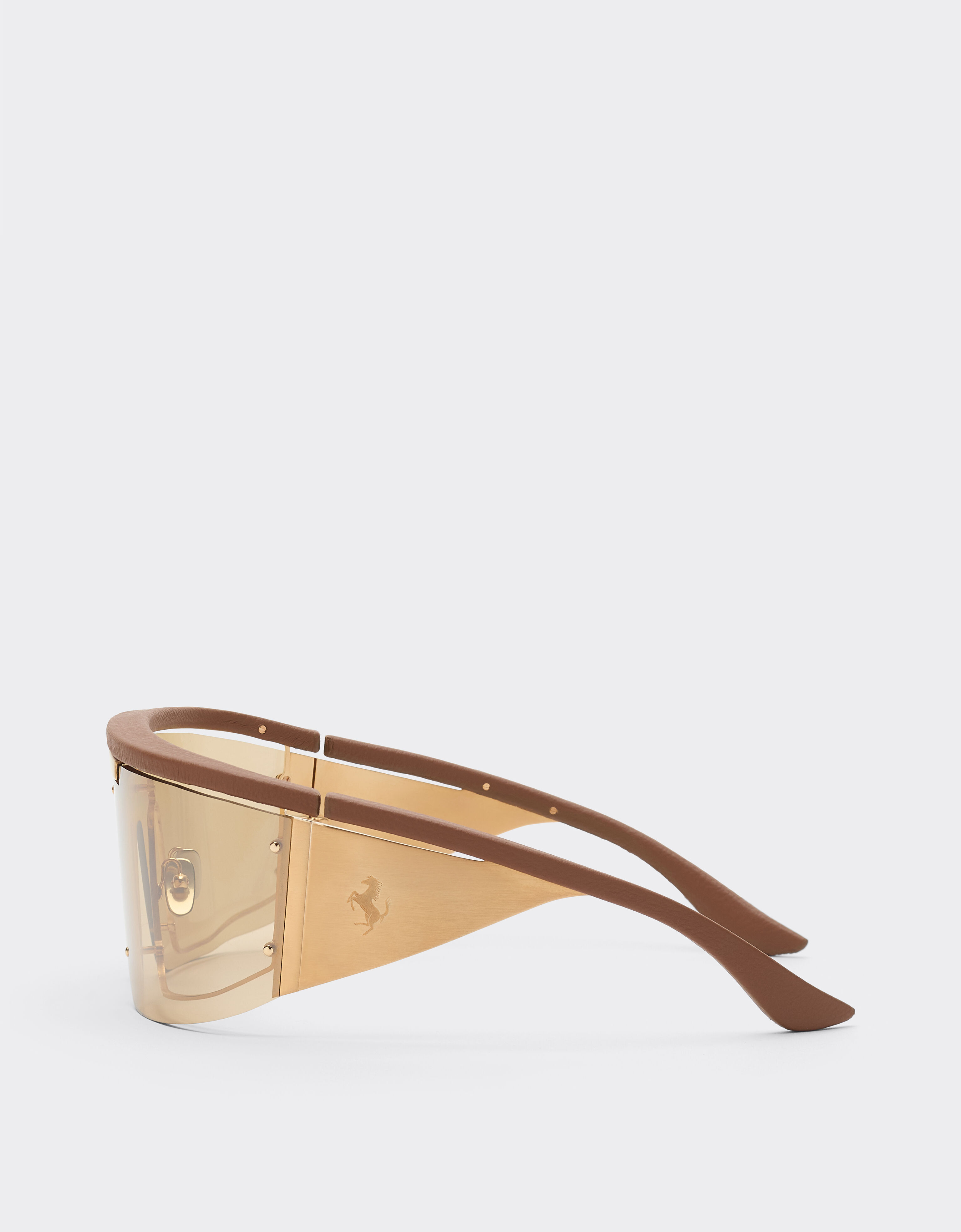 Ferrari Gafas de sol Ferrari de edición limitada de metal y cuero conlentesdoradas espejadas Marrón LA0F6f