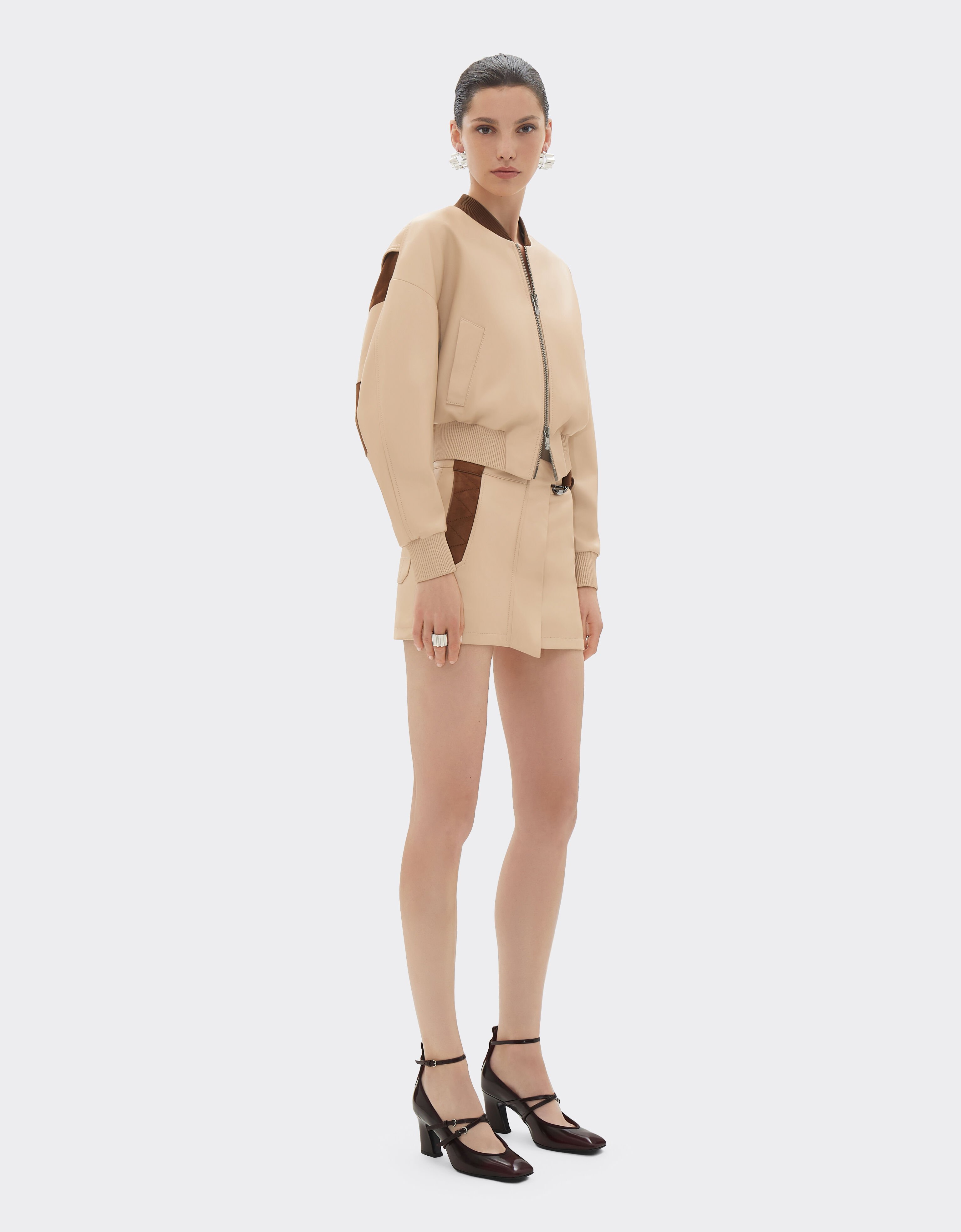 Ferrari Bomber jacket in nappa and suede Chalk 22659f