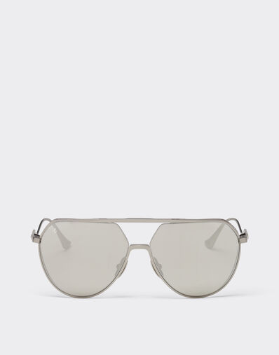 Ferrari Ferrari sunglasses in matt silver-tone titanium with silver mirror lenses Ingrid LA02Hf