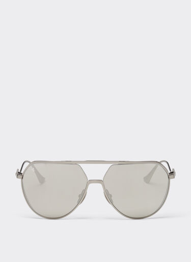 Ferrari Ferrari sunglasses in matt silver-tone titanium with silver mirror lenses Ingrid LA02Hf