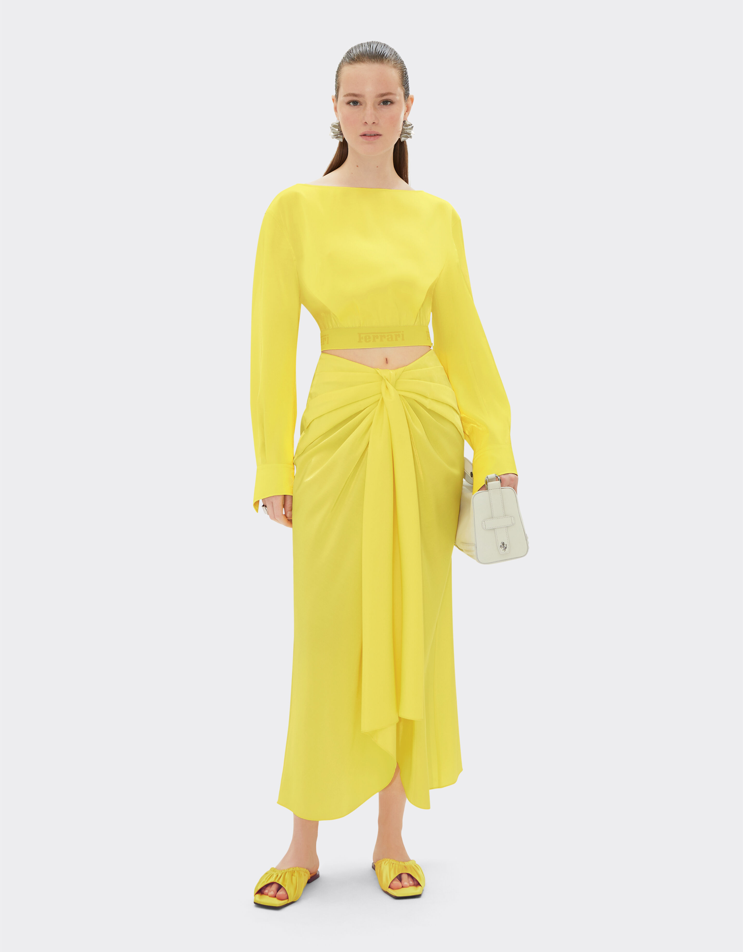 Ferrari Midi skirt in shiny viscose Giallo Modena 21880f