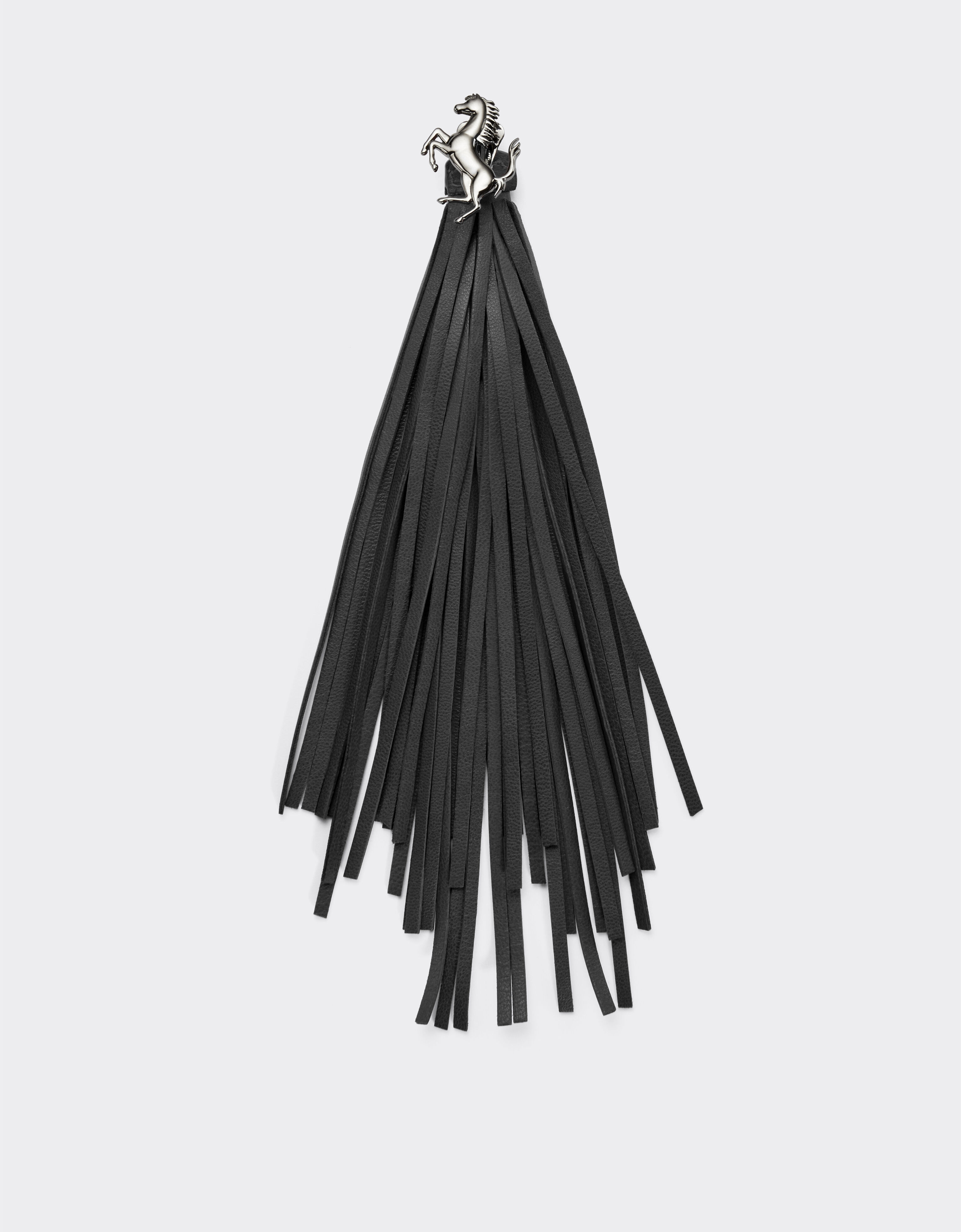 Ferrari Earrings with Prancing Horse detail and leather tassel Charcoal 20014f