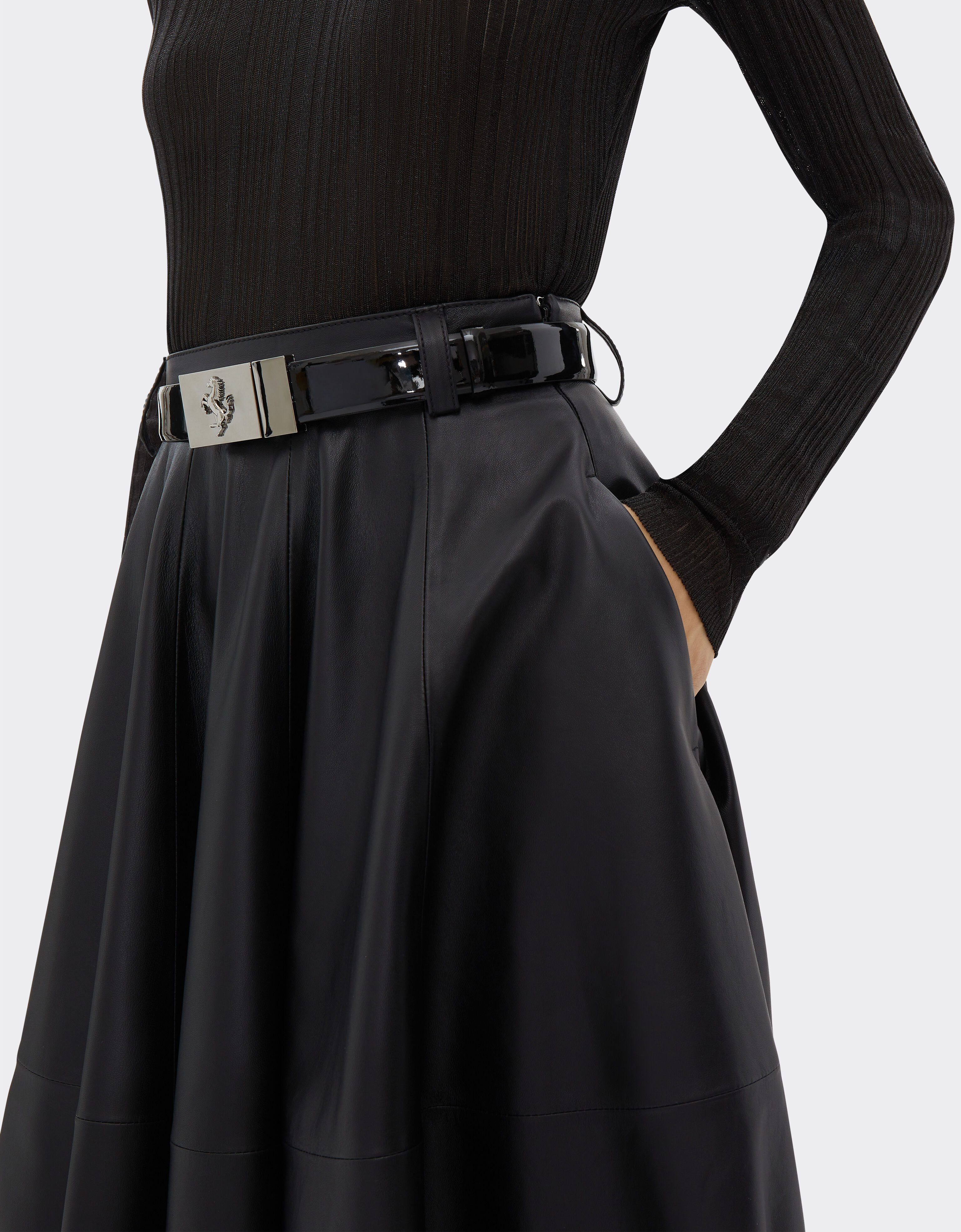 Ferrari Long skirt in nappa leather Black 21645f