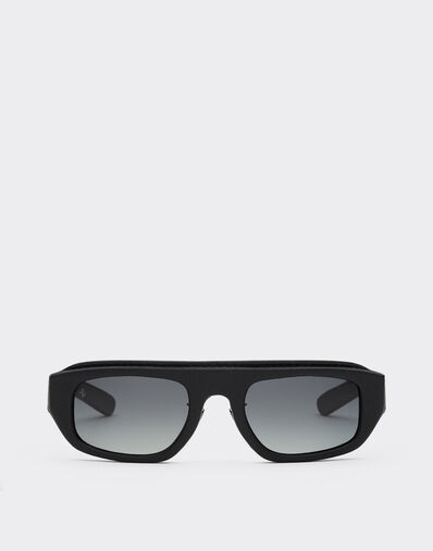 Ferrari Black Ferrari sunglasses in acetate and leather with polarised grey gradient lens Gold F1525f