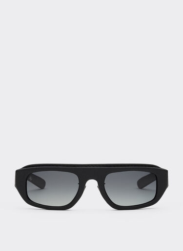 Ferrari Lunettes de soleil Ferrari en acétate et cuir noir avec verres polarisants grisés Noir F1541f