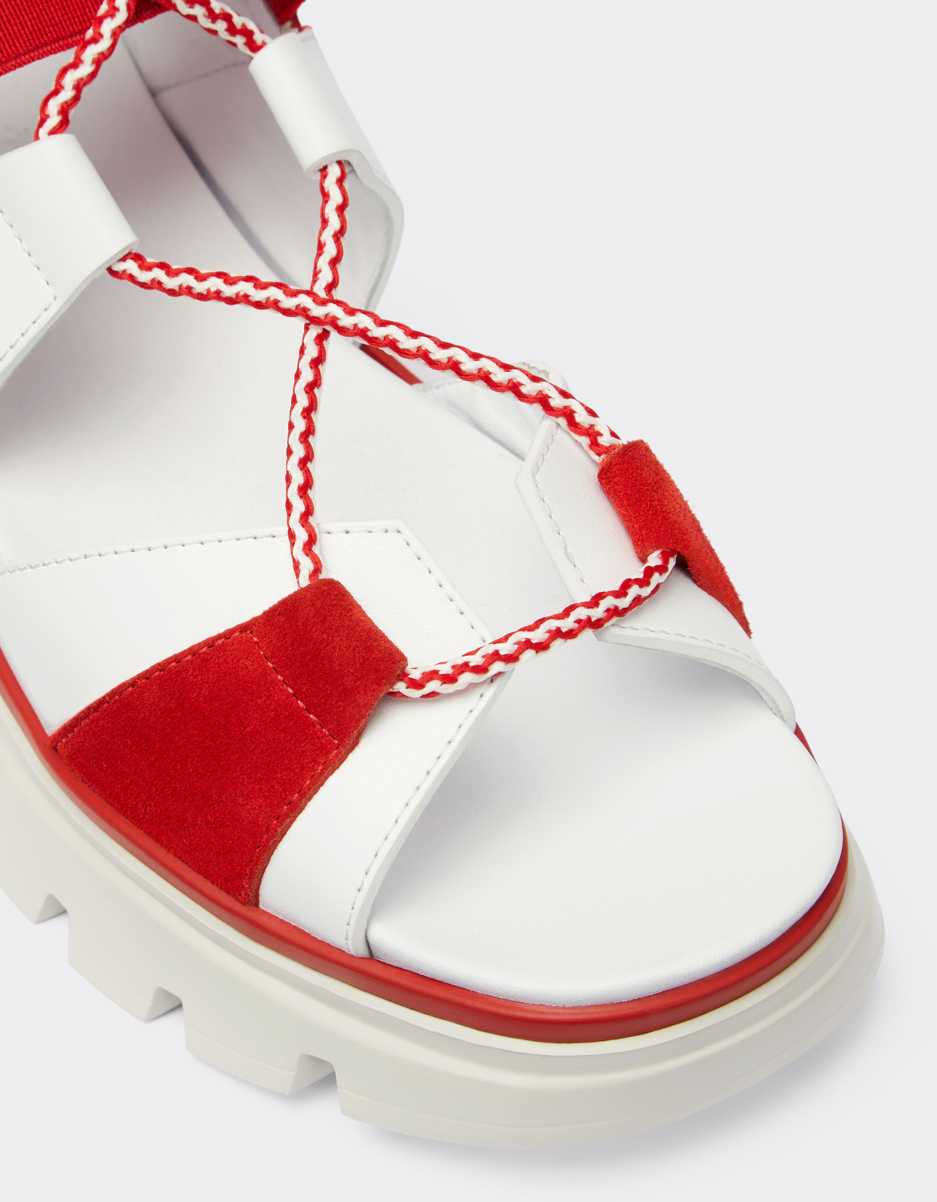 Ferrari Leather and suede sandals with crossover laces Optical White 20310f