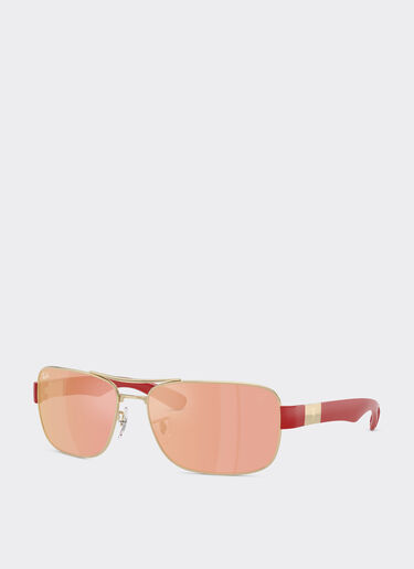 Ferrari Ray-Ban for Scuderia Ferrari RB3763M in metallo argento e plastica rossa con lenti marroni specchiate rosso/giallo Silver LA01Ef