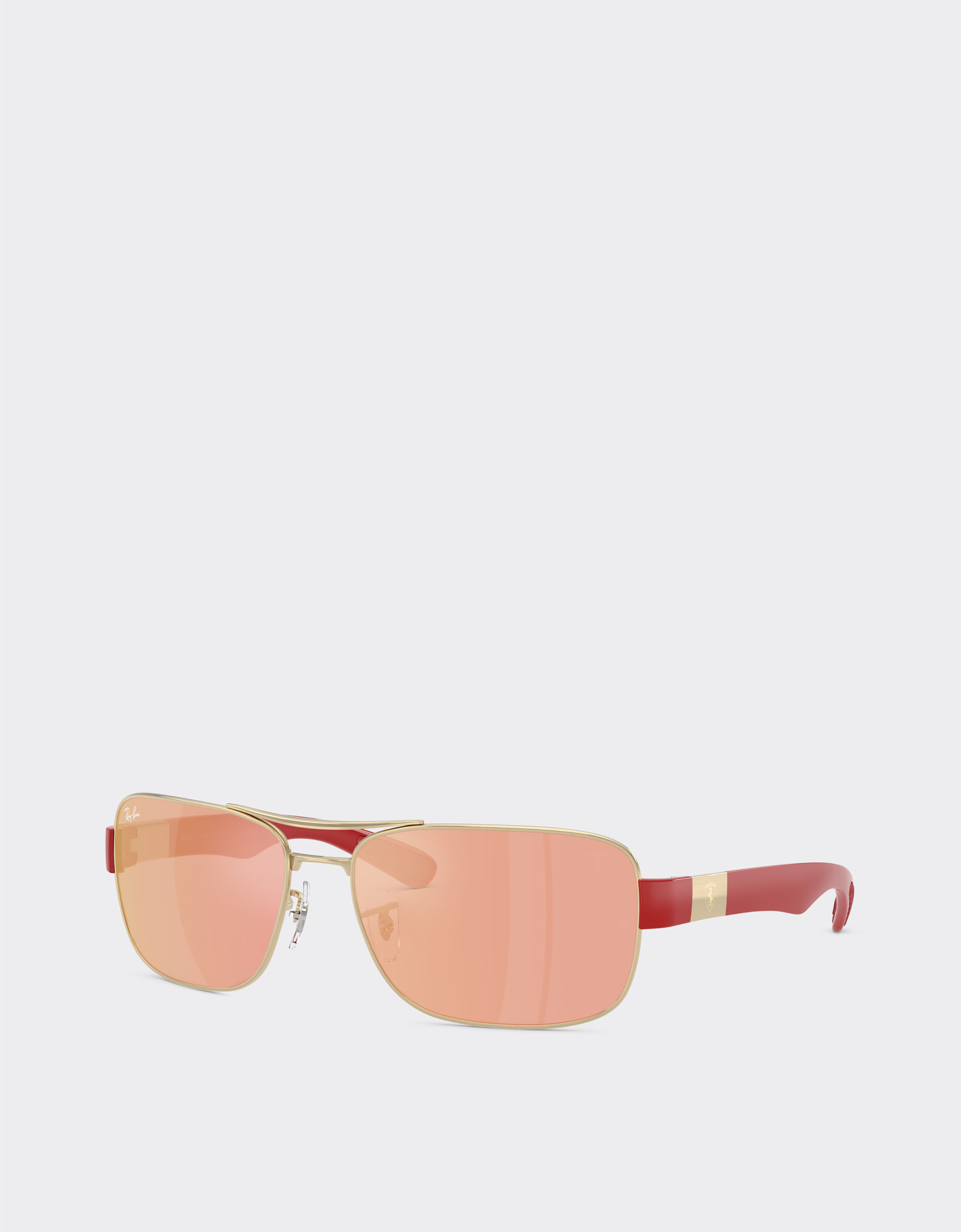 Ferrari Ray-Ban for Scuderia Ferrari RB3763M in metallo argento e plastica rossa con lenti marroni specchiate rosso/giallo Silver LA01Ef