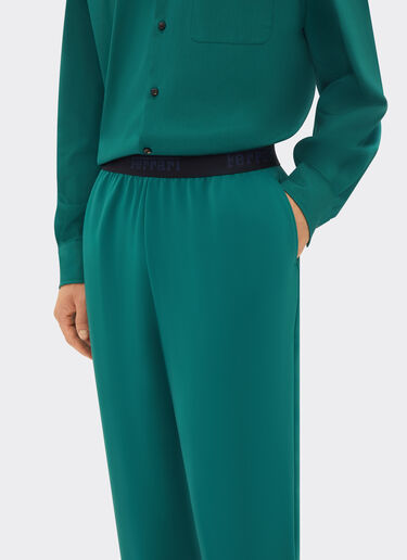 Ferrari Wide-leg trousers in recycled satin Ficus Green 21867f