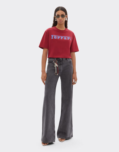 Ferrari Cotton T-shirt with Ferrari logo Rosso Maison 51037f