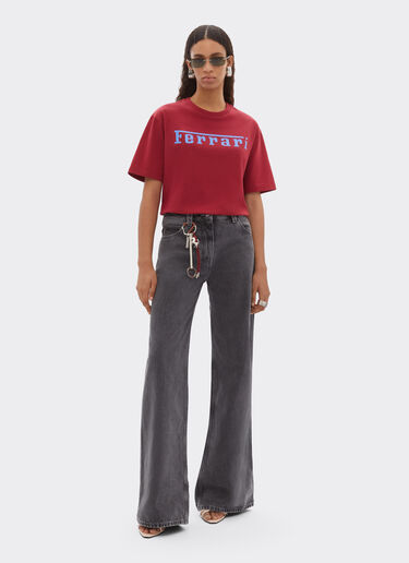 Ferrari Baumwoll-T-Shirt mit Ferrari-Logo Rosso Maison 51037f