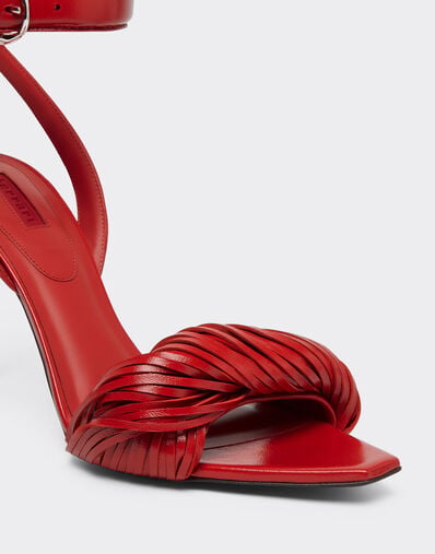 Ferrari Nappa leather heeled sandals Rosso Magma 51647f