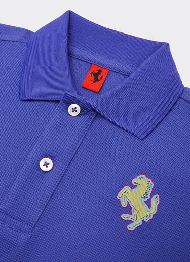 Ferrari Cotton piqué polo shirt with Prancing Horse patch Antique Blue 48531fK