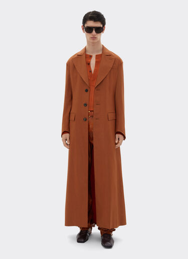 Ferrari Coat in linen and viscose gabardine Tabacco 22087f