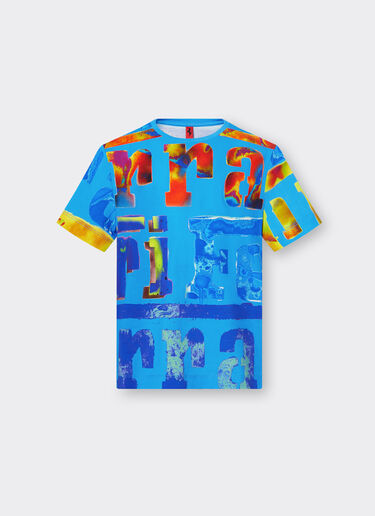 Ferrari T-Shirt mit „Graffiti Multicolor“-Allover-Print Pastellblau 48529fK