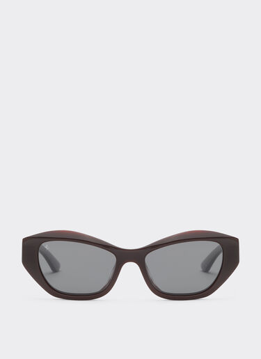 Lunettes de soleil Ferrari en acétate rouge strié avec verres noirs polarisés Ferrari Lunettes de soleil Ferrari en acétate rouge strié avec verres noirs polarisés Rosso Scuro LA0L4f