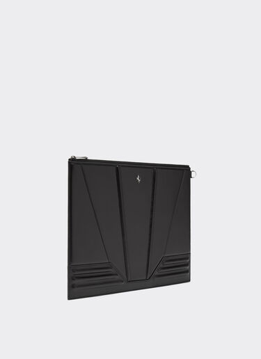 Ferrari Pouch Bag aus Glattleder mit 3D-Motiv Schwarz 20349f