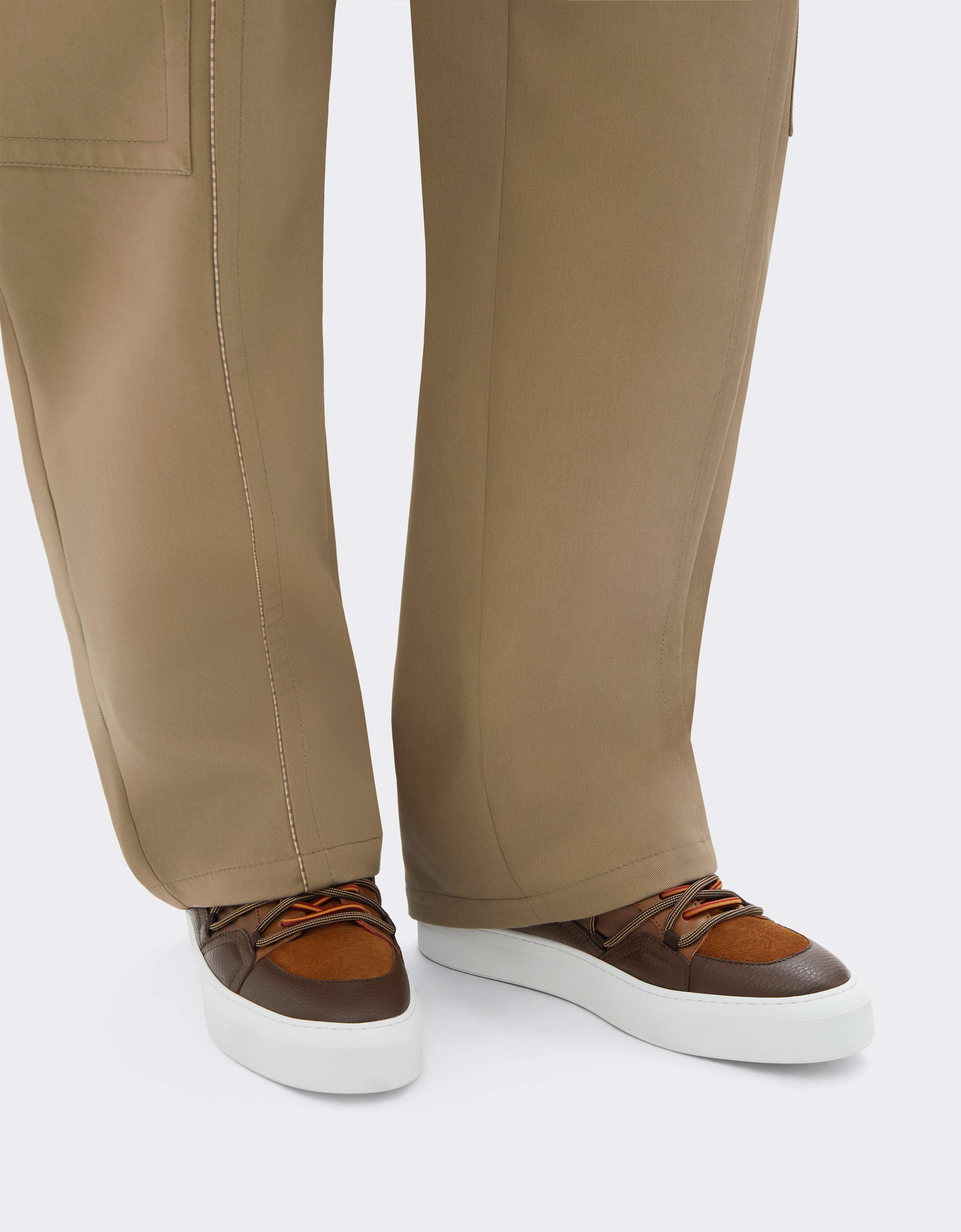 Low-top trainers in smooth and suede leather Ferrari Low-top trainers in smooth and suede leather Caffè CSMLT0006XA00015f