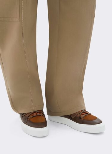 Low-top trainers in smooth and suede leather Ferrari Low-top trainers in smooth and suede leather Caffè CSMLT0006XA00015f