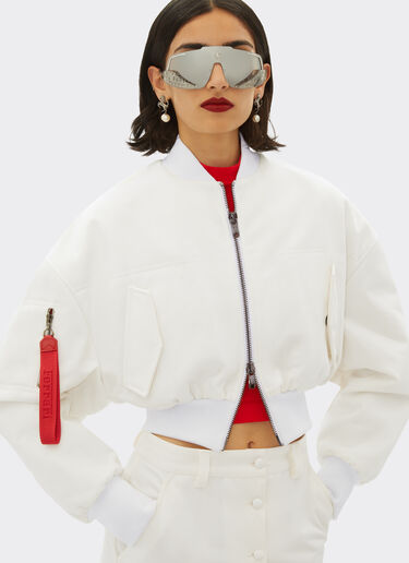 Ferrari Mini bomber jacket in cotton Optical White 20542f