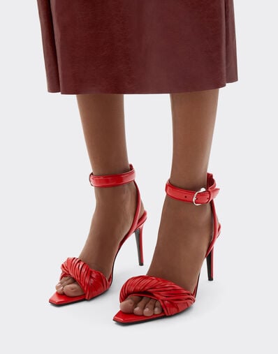 Ferrari Nappa leather heeled sandals Rosso Magma 51647f