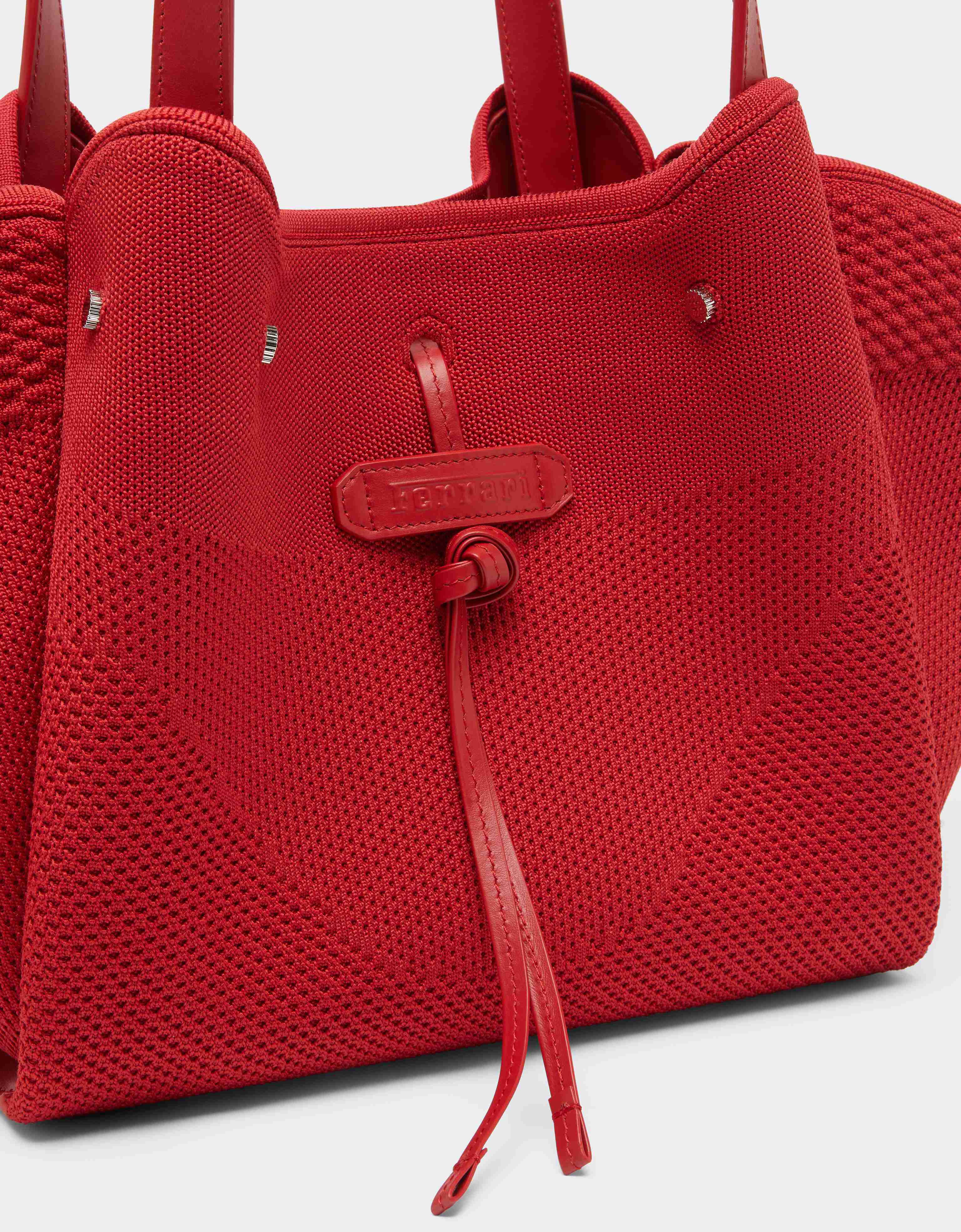Ferrari ニットとレザーのトートバッグ Rosso Magma CBWTO0002YA00006f