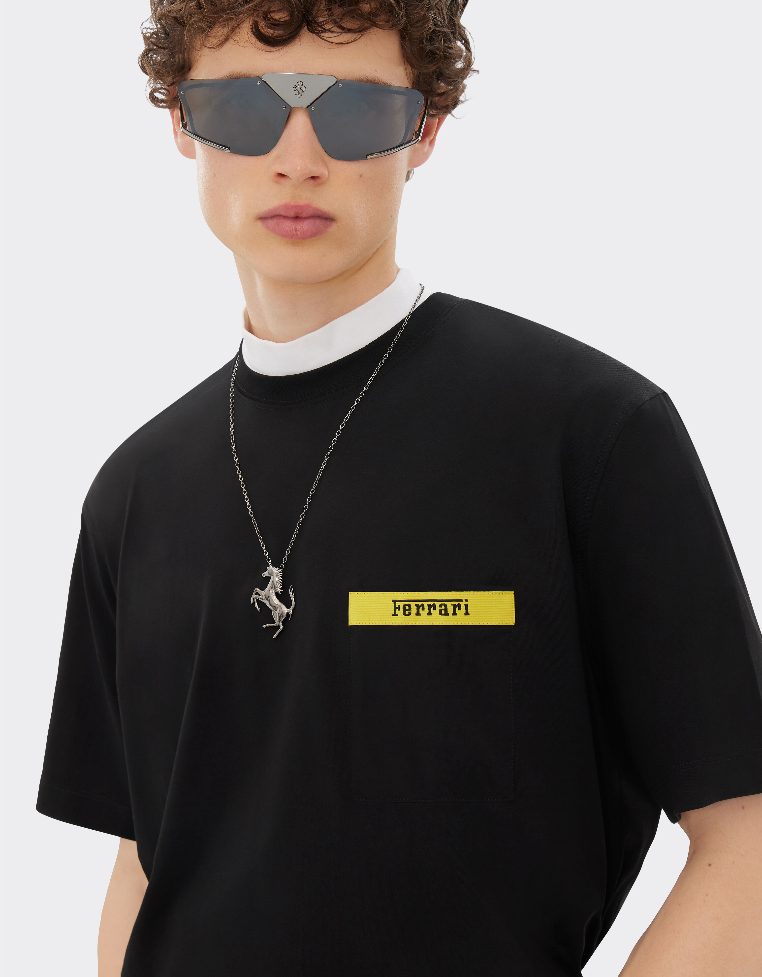 Ferrari T-shirt en coton avec élément contrastant Noir 47825f