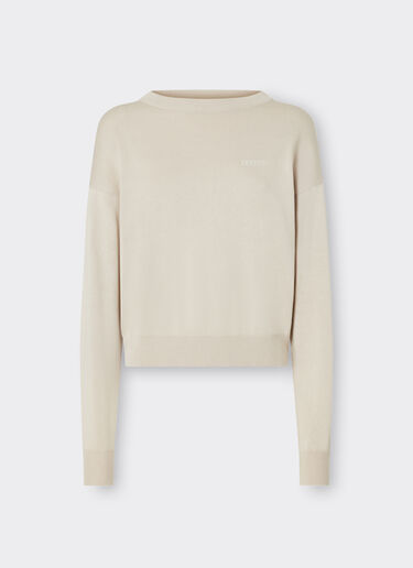 Ferrari Cotton and silk long sleeve sweater Ecru 48370f