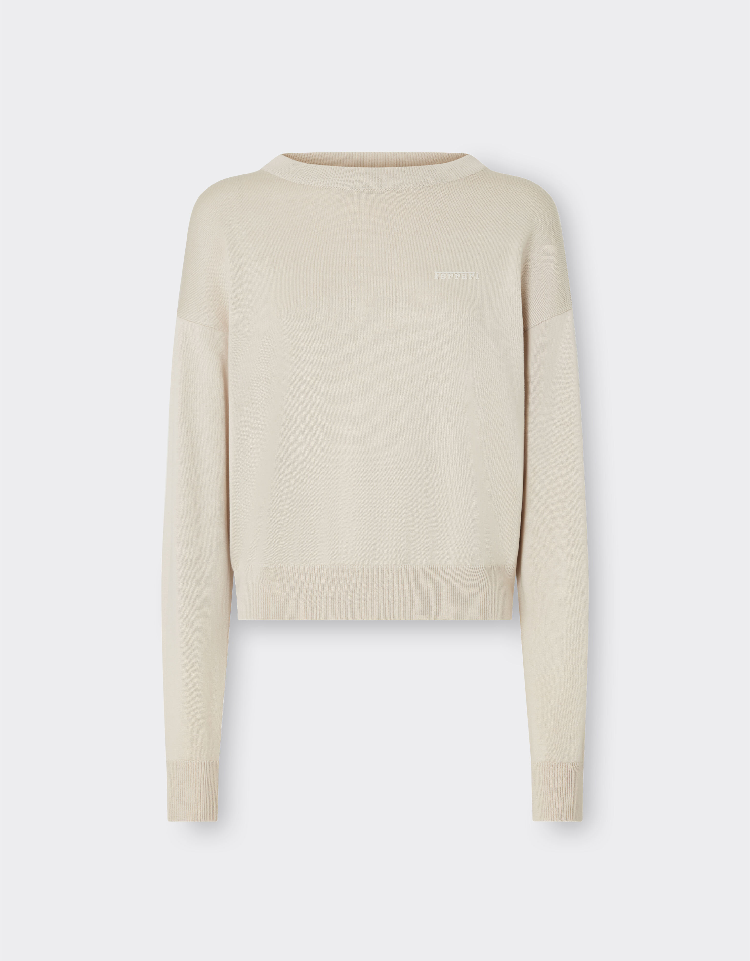 Ferrari Cotton and silk long sleeve sweater Ecru 48370f