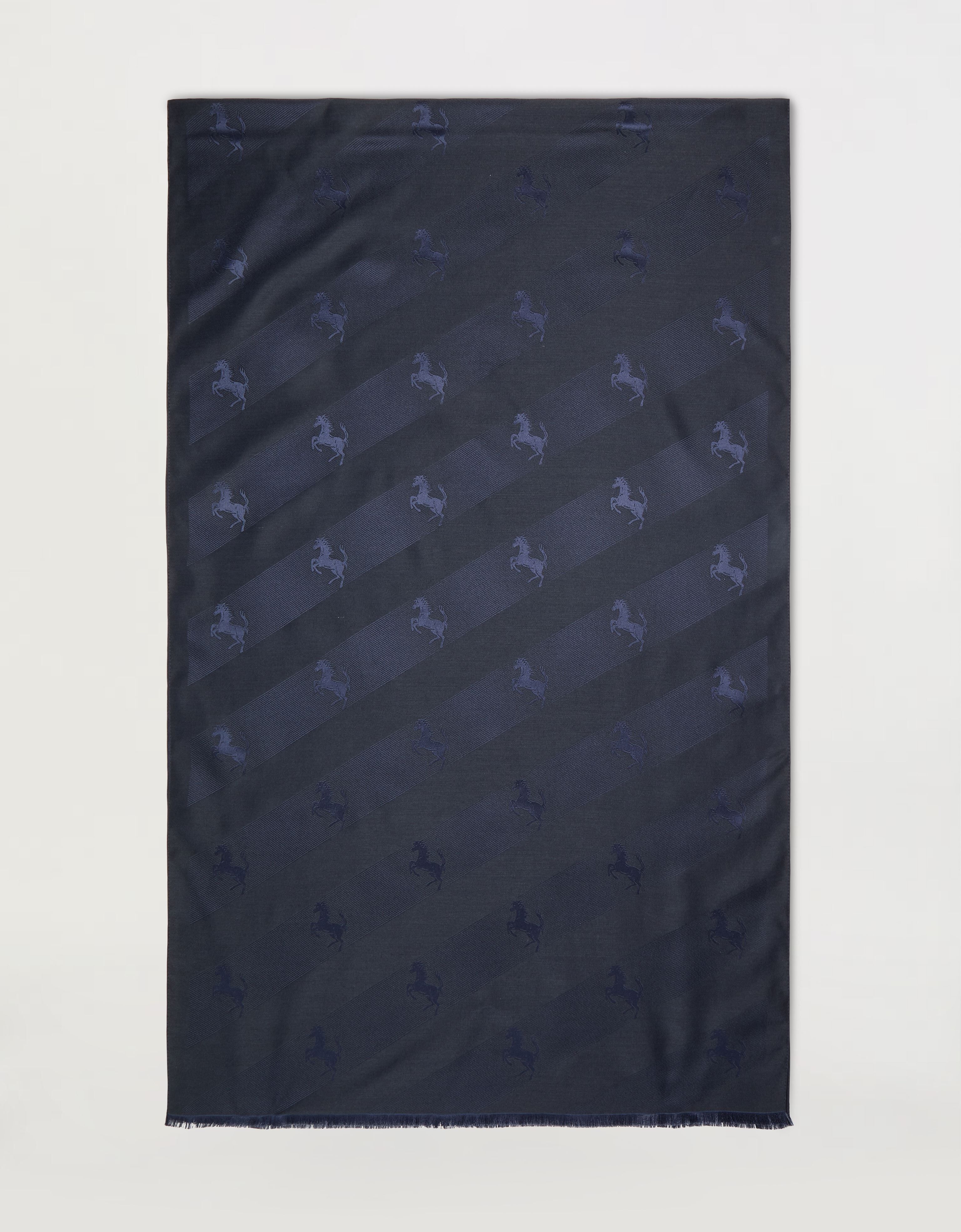 Ferrari Wool and silk scarf with Prancing Horse motif Navy 47072f