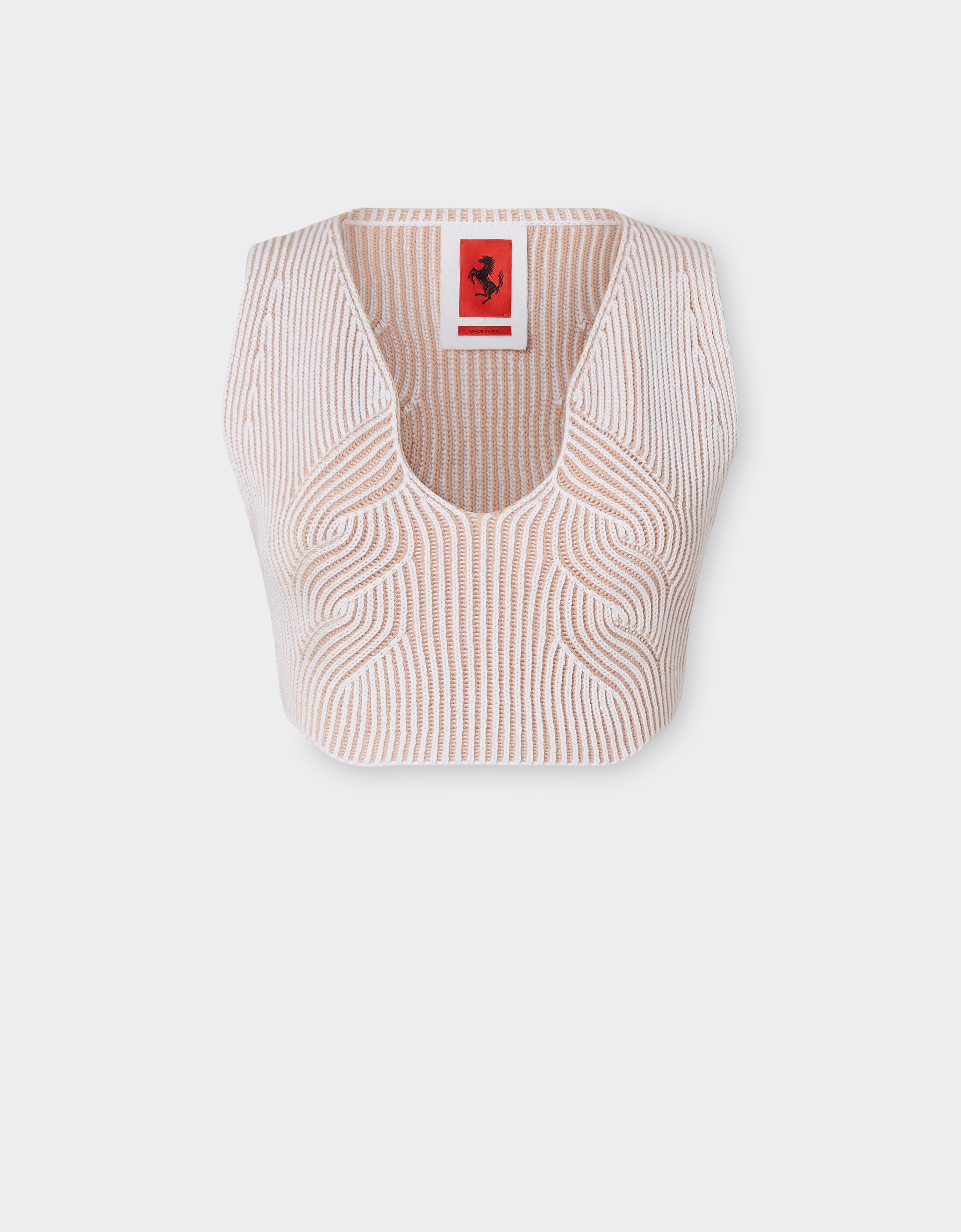 Ferrari Cotton-yarn top with circuit motif Optical White 48484f