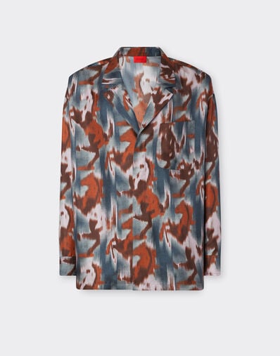 Ferrari Silk shirt with Cavallino Ikat print Peacock 22618f