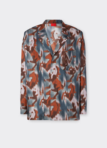 Ferrari Silk shirt with Cavallino Ikat print Peacock 22618f