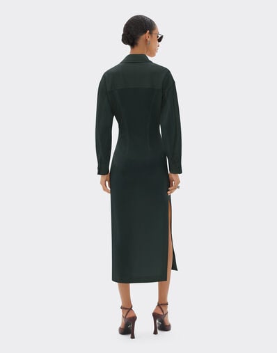 Ferrari Long-sleeved jersey polo dress Verde Mugello CJWDR0010JCO0056f