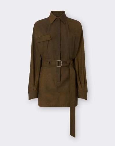 Ferrari Mini dress in dyed cotton twill Tabacco 22351f