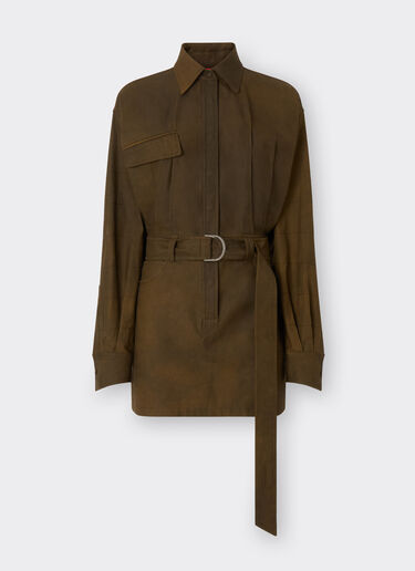 Ferrari Mini dress in dyed cotton twill Tabacco 22351f