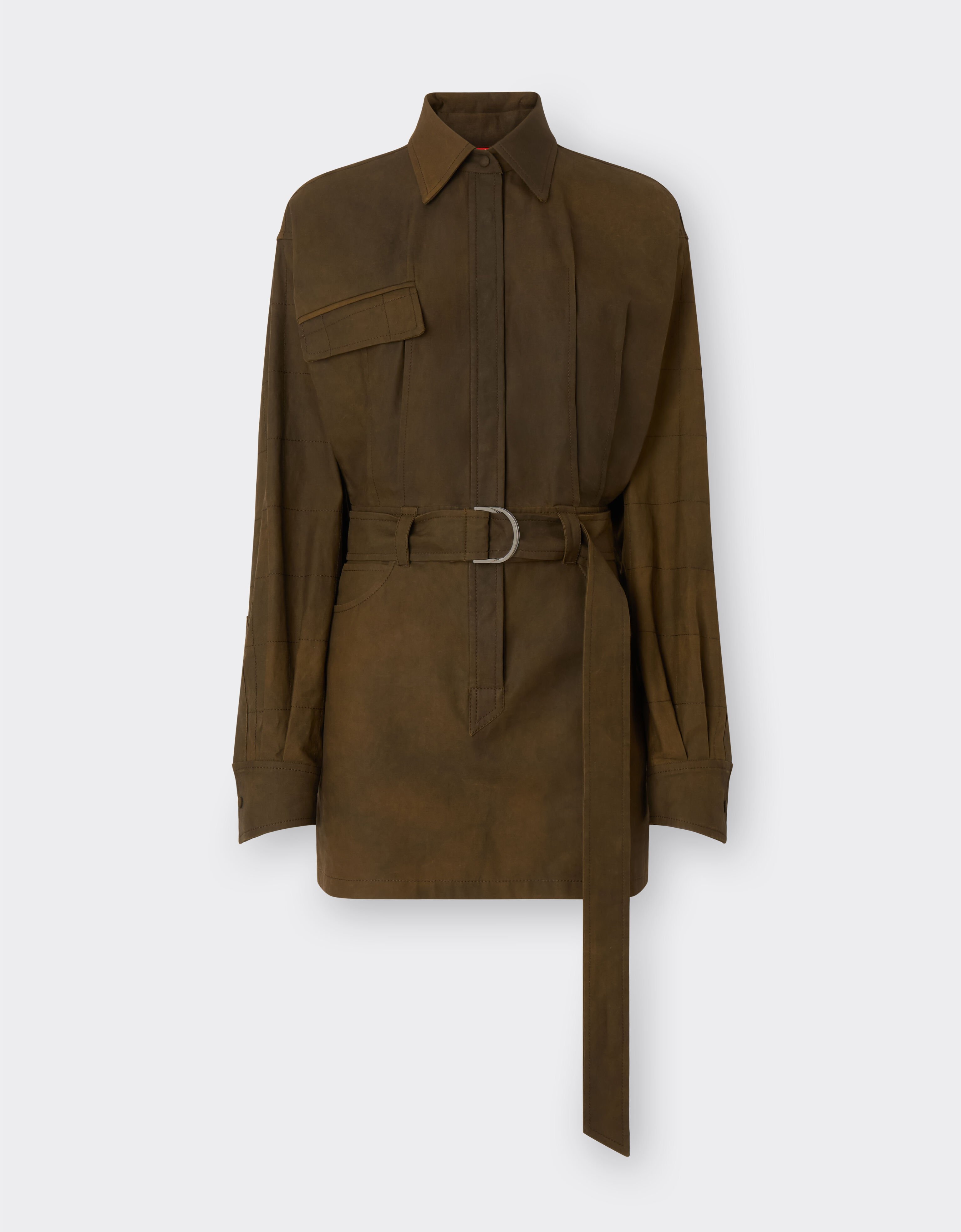 Ferrari Mini dress in dyed cotton twill Tabacco 22351f