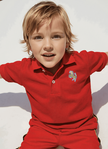 Ferrari Cotton piqué polo shirt with Prancing Horse patch Rosso Corsa 48531fK