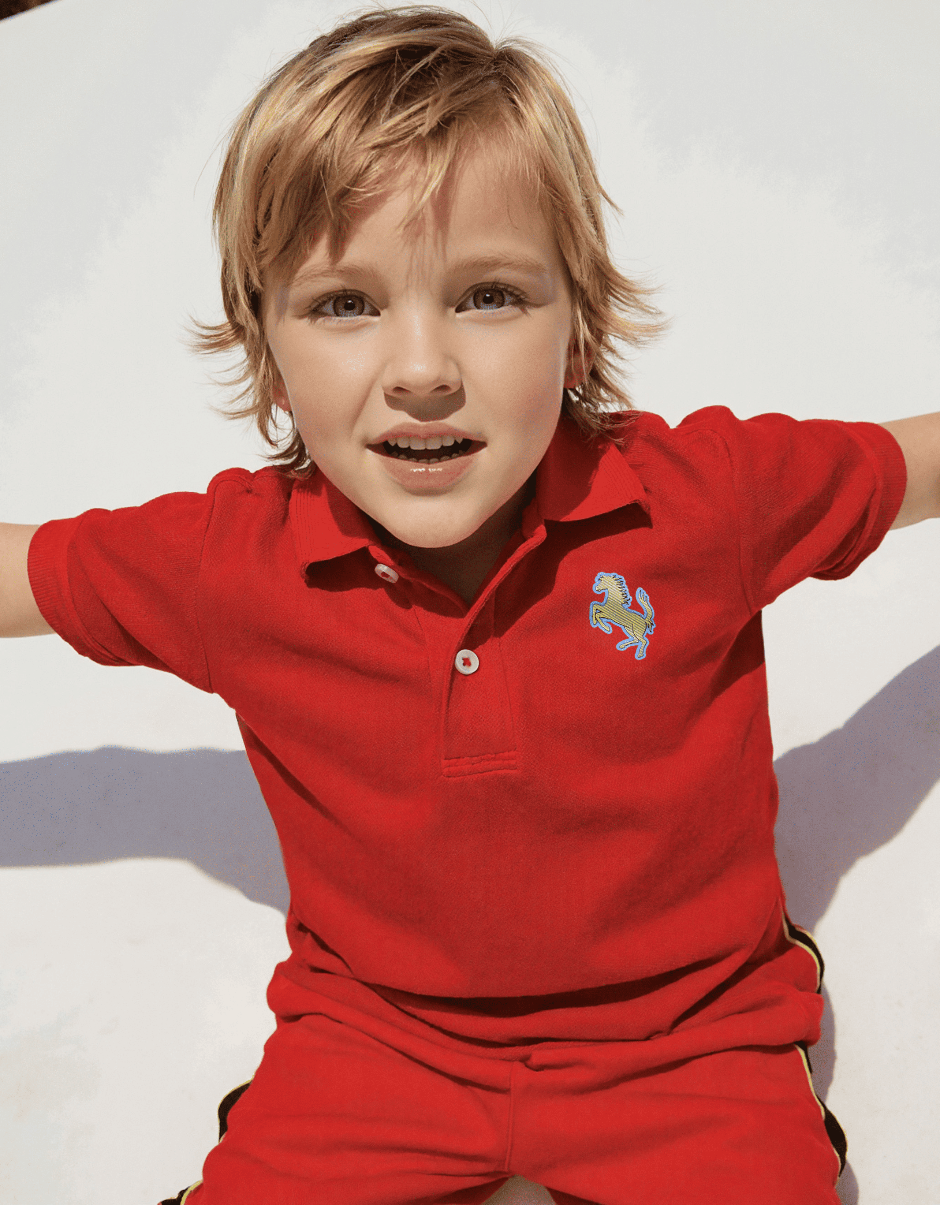 Ferrari Cotton piqué polo shirt with Prancing Horse patch Rosso Corsa 48531fK