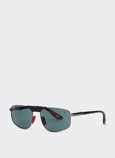 Ferrari Ray-Ban for Scuderia Ferrari RB3776M in gunmetal-coloured metal with blue lenses Gunmetal LA0EGf