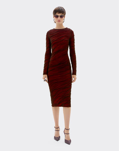 Ferrari Long-sleeved dress in wool and cotton knit Marrone Scuro CKWDR0014KWO0009f