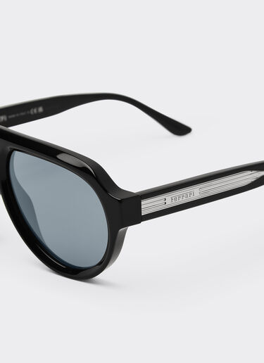 Ferrari Ferrari sunglasses in shiny blackacetate with blue lenses Black LA0ETf