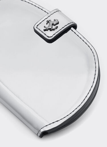 Ferrari Foldable card holder in mirrored leather Silver 22050f