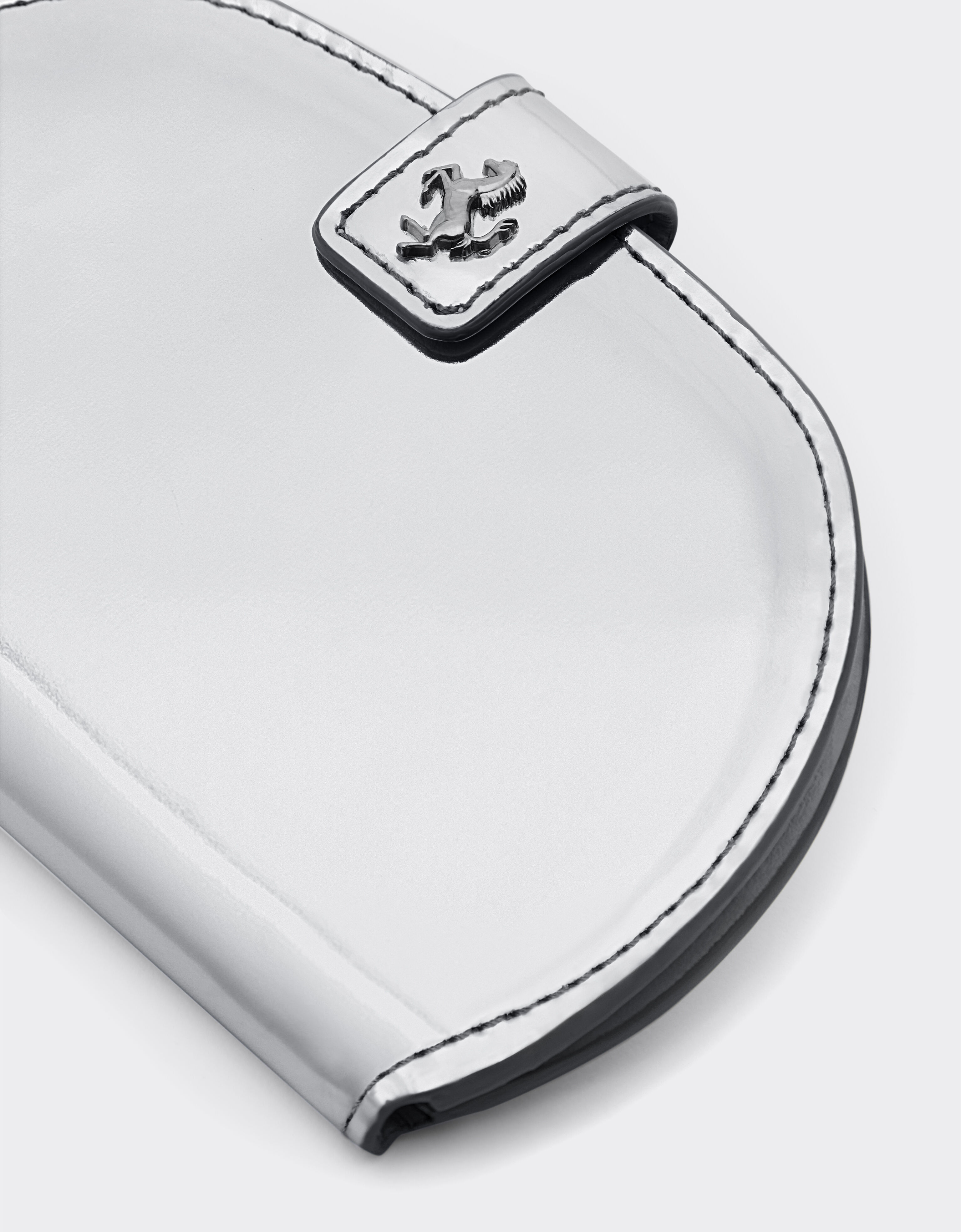 Ferrari Foldable card holder in mirrored leather Silver 22050f