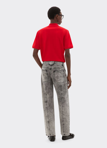 Ferrari Organic cotton piqué polo shirt with Prancing Horse Rosso Corsa CJMPO0014JCO0053f