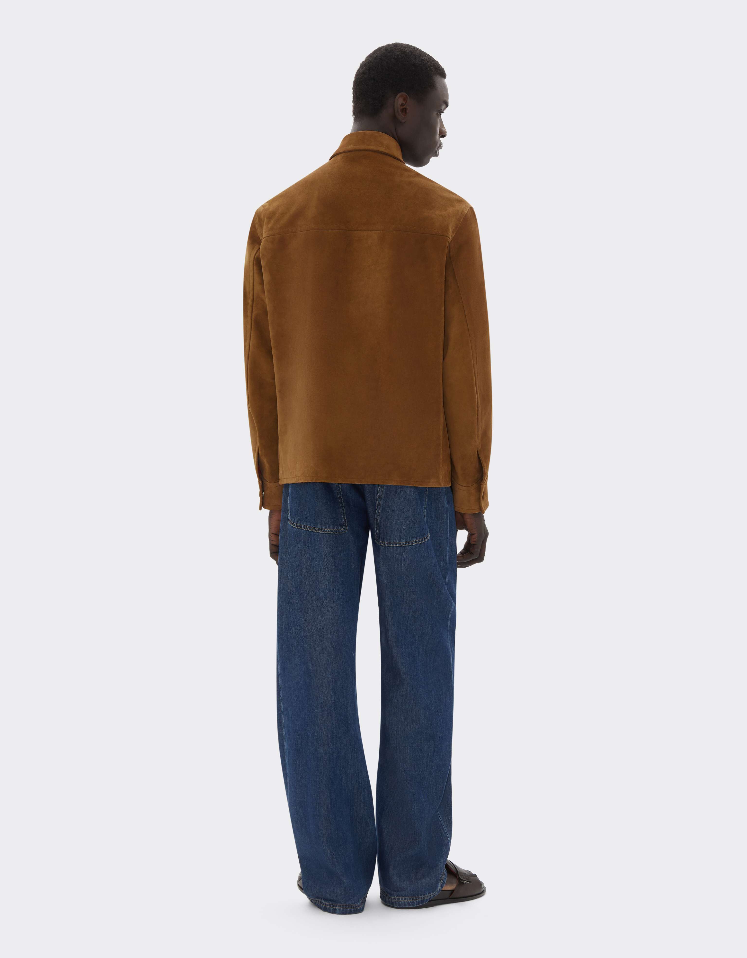 Suede Overshirt with Writing Effect Ferrari Suede Overshirt with Writing Effect Caffè CLMOV0001LCK0003f