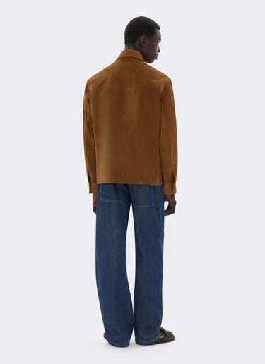 Suede Overshirt with Writing Effect Ferrari Suede Overshirt with Writing Effect Caffè CLMOV0001LCK0003f
